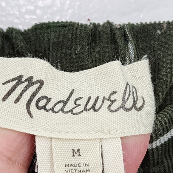 Madewell Women's Cotton Plaid Corduroy Pants Dark Academia Green Size  M - Picture 3 of 5